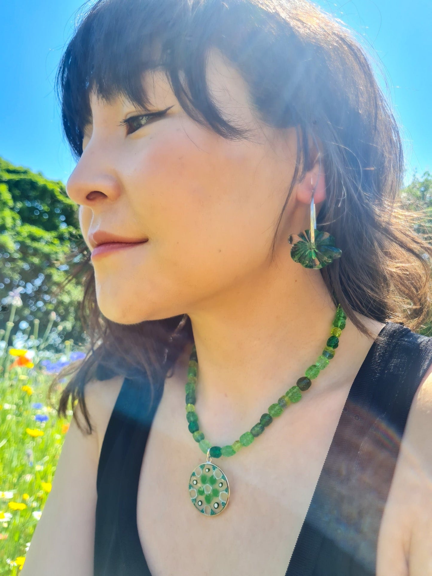 Green Midi Millefiori Necklace