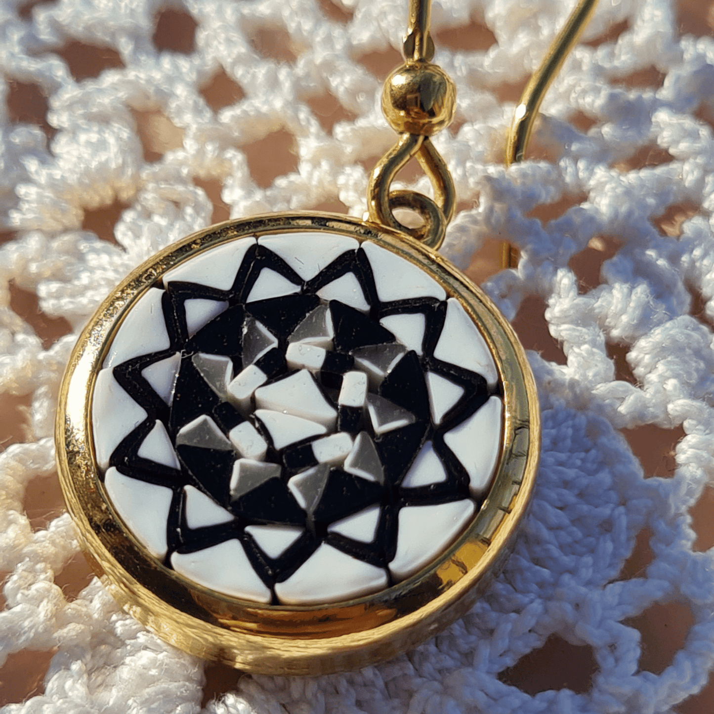 Micro Mosaic Earrings - Geometric Black & White