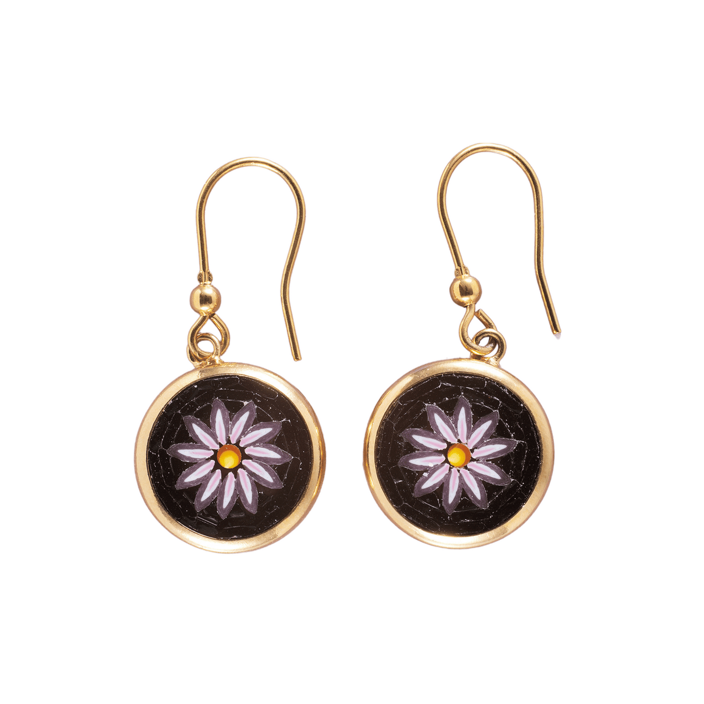 micro mosaic made in italy daisy earrings
