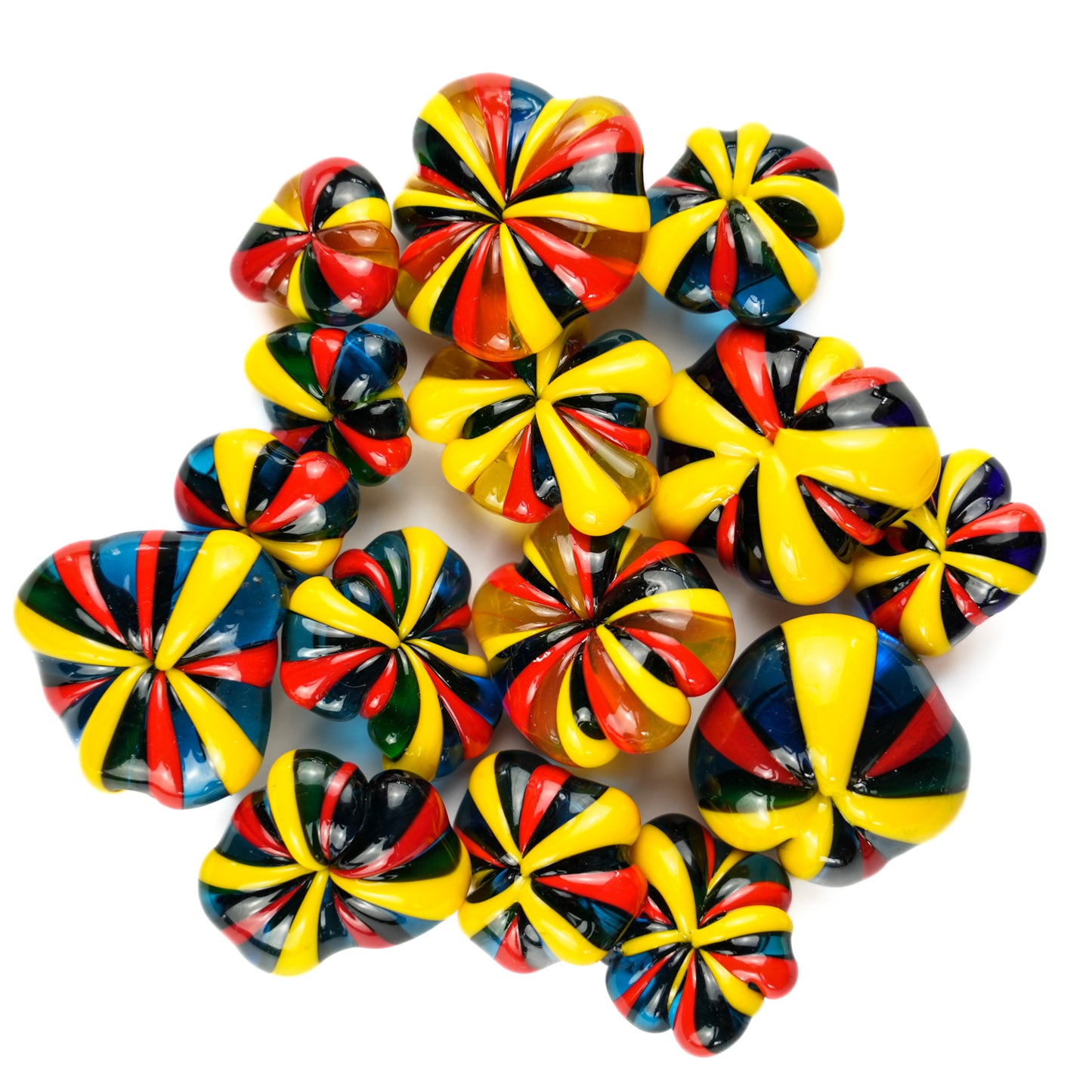 Blue / Yellow / Red Multi Coloured Glass Buttons