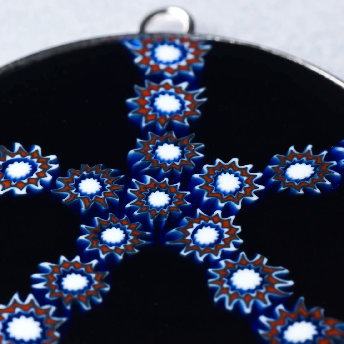 Millefiori Murrina Large Drop Earrings - Star Blue
