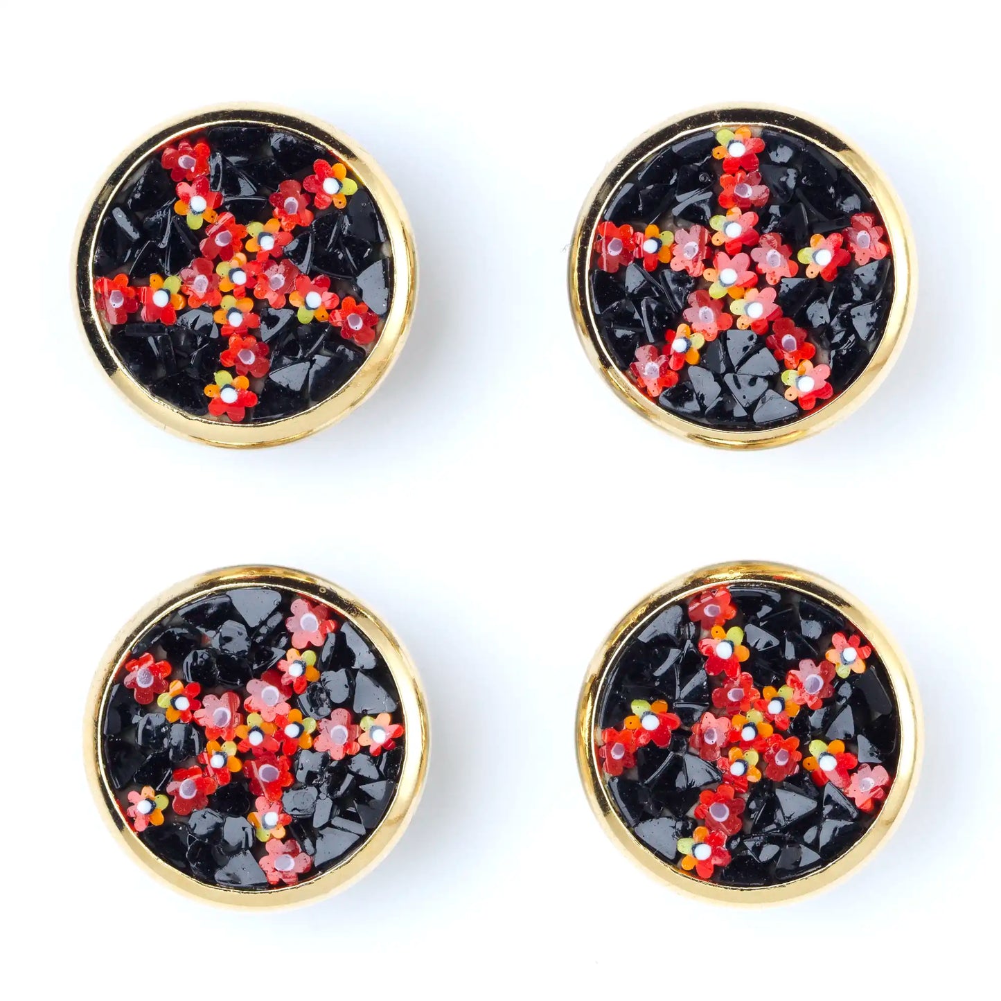 red flowers buttons