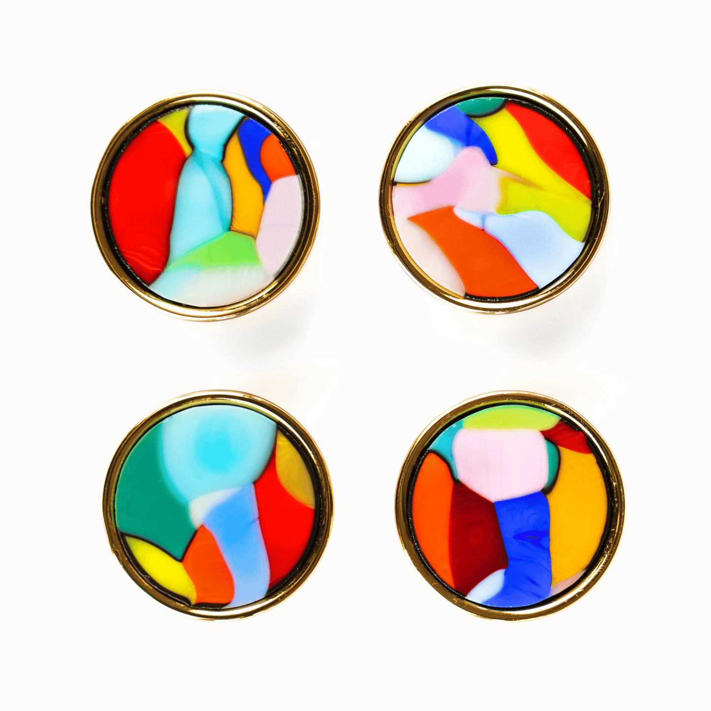 Large Millefiori Button - Cubist Multicolour