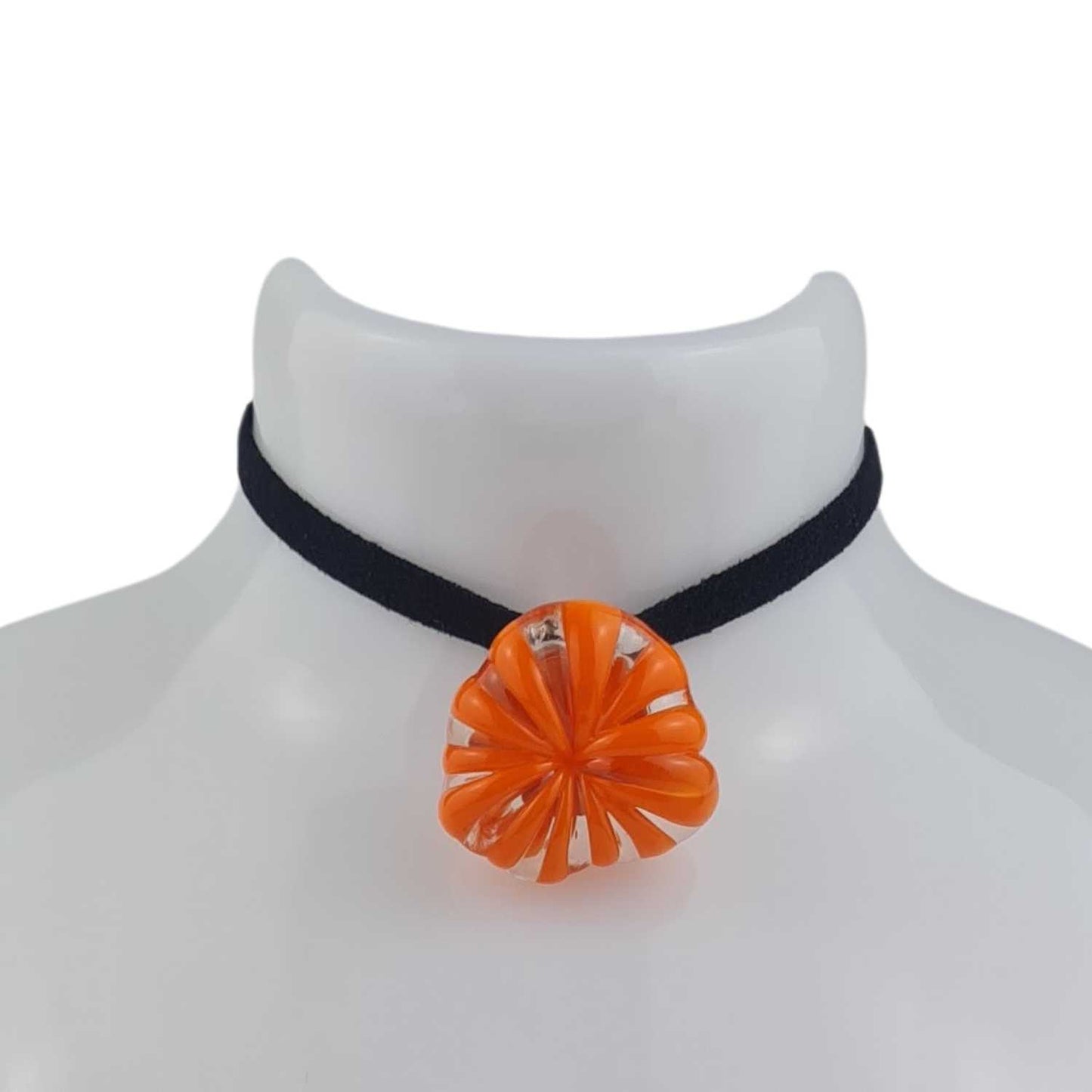 orange murano glass necklace meringue glass