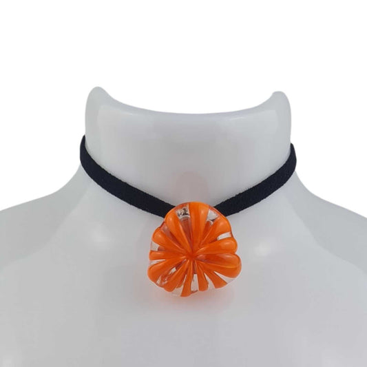 orange murano glass necklace meringue glass