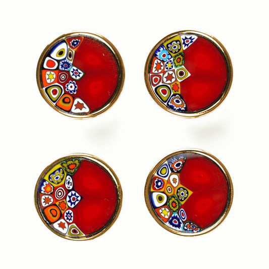 Large Millefiori Button - Half Murrina Red