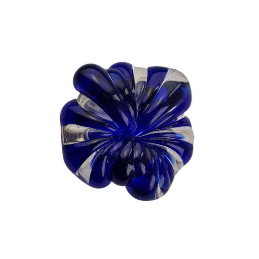 Blue Murano glass ring - meringue glass