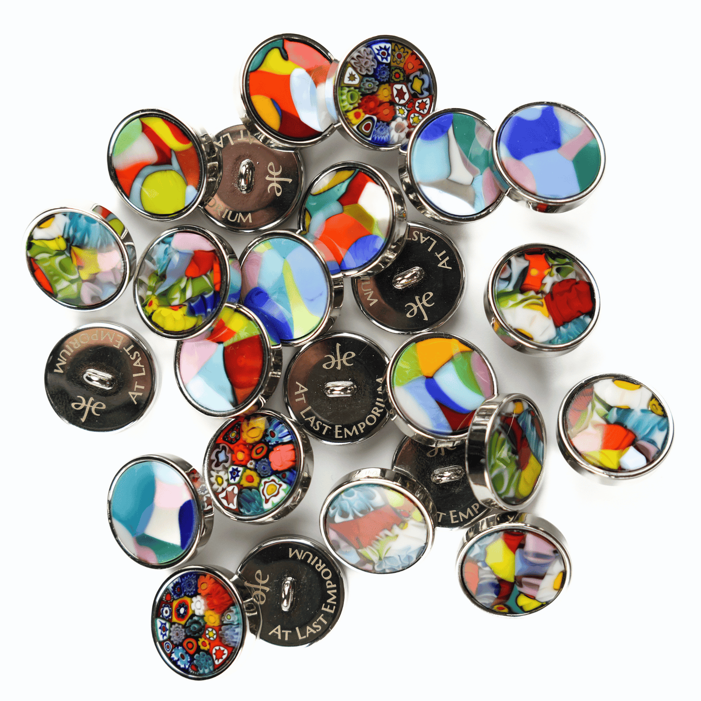 selection of mixed millefiori glass buttons murano glass