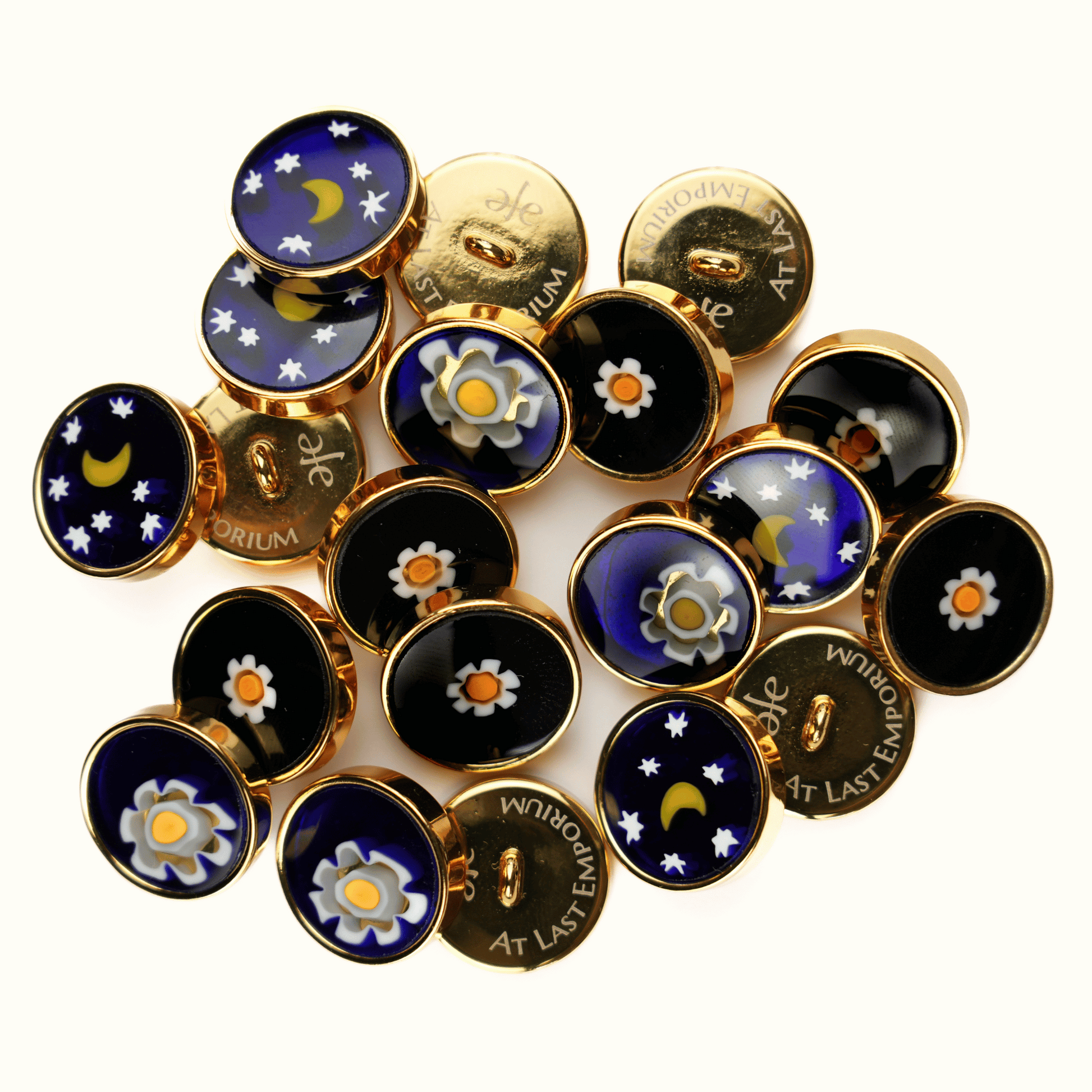 Millefiori Buttons Gold Murano Glass