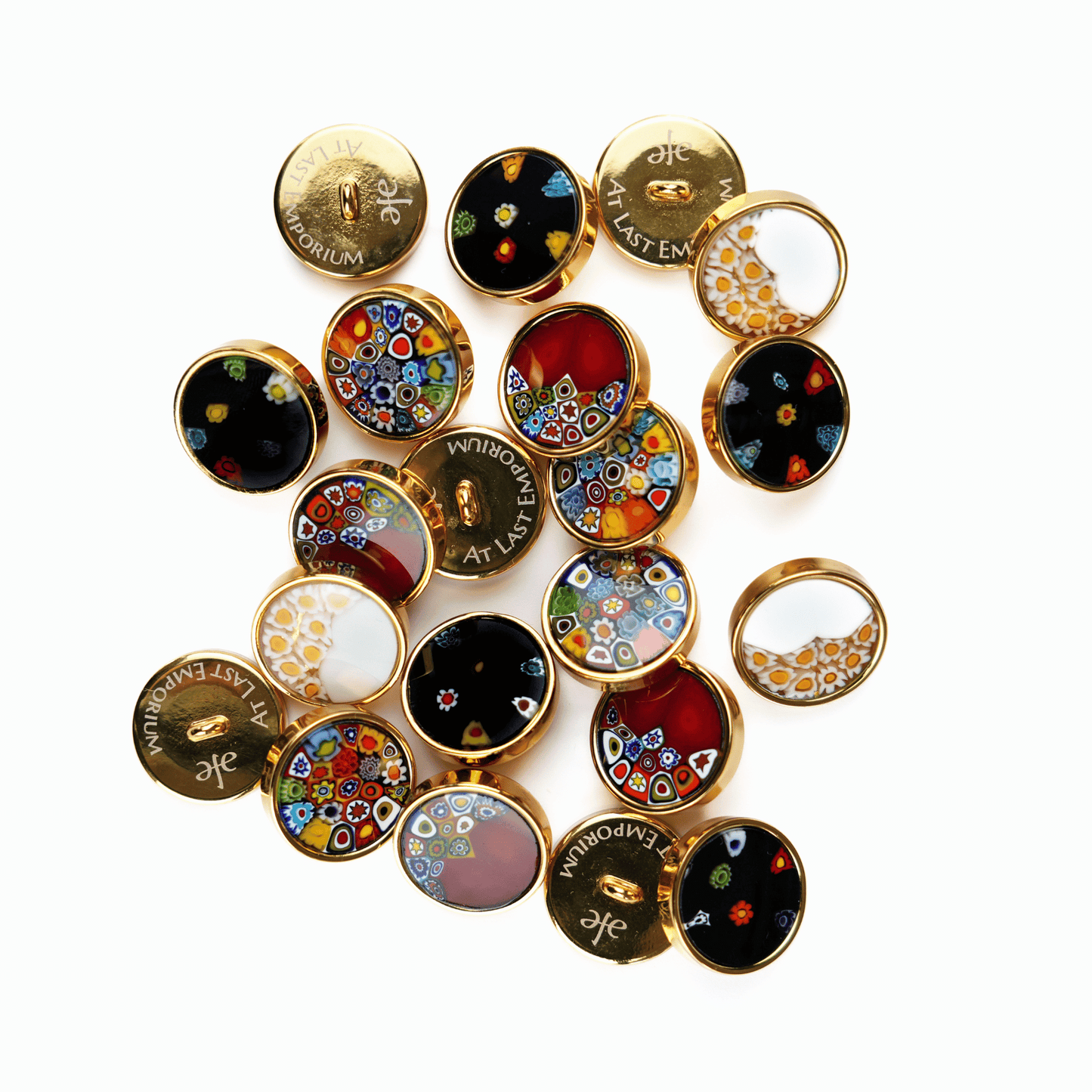 millefiori glass buttons flowers