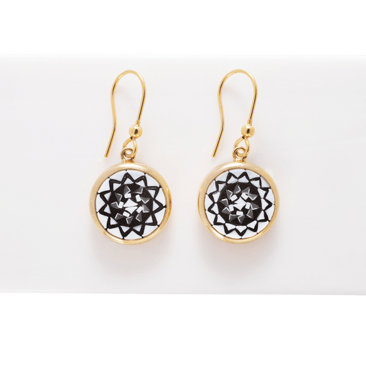 Black and white micromosaic earrings