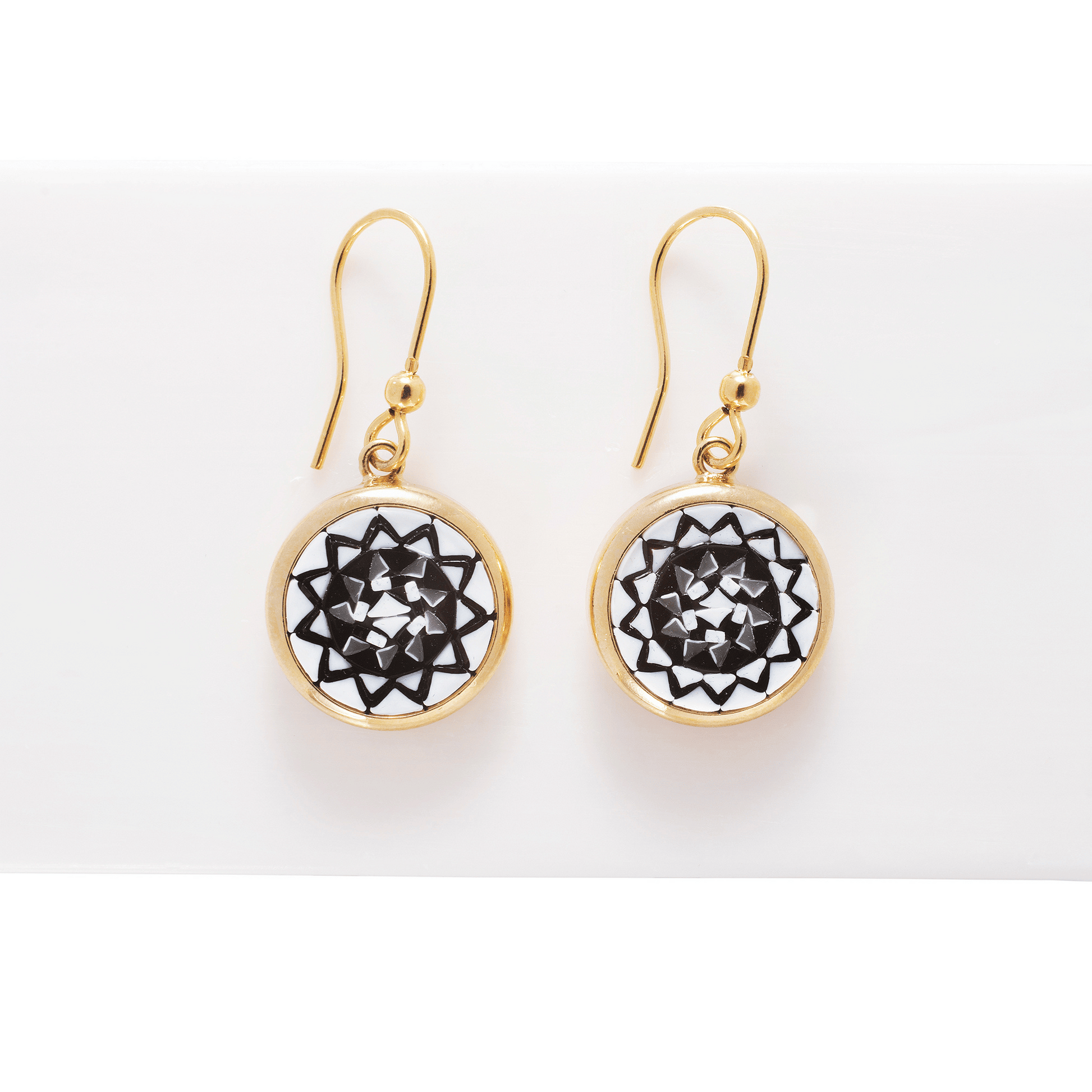 Black and white micromosaic earrings