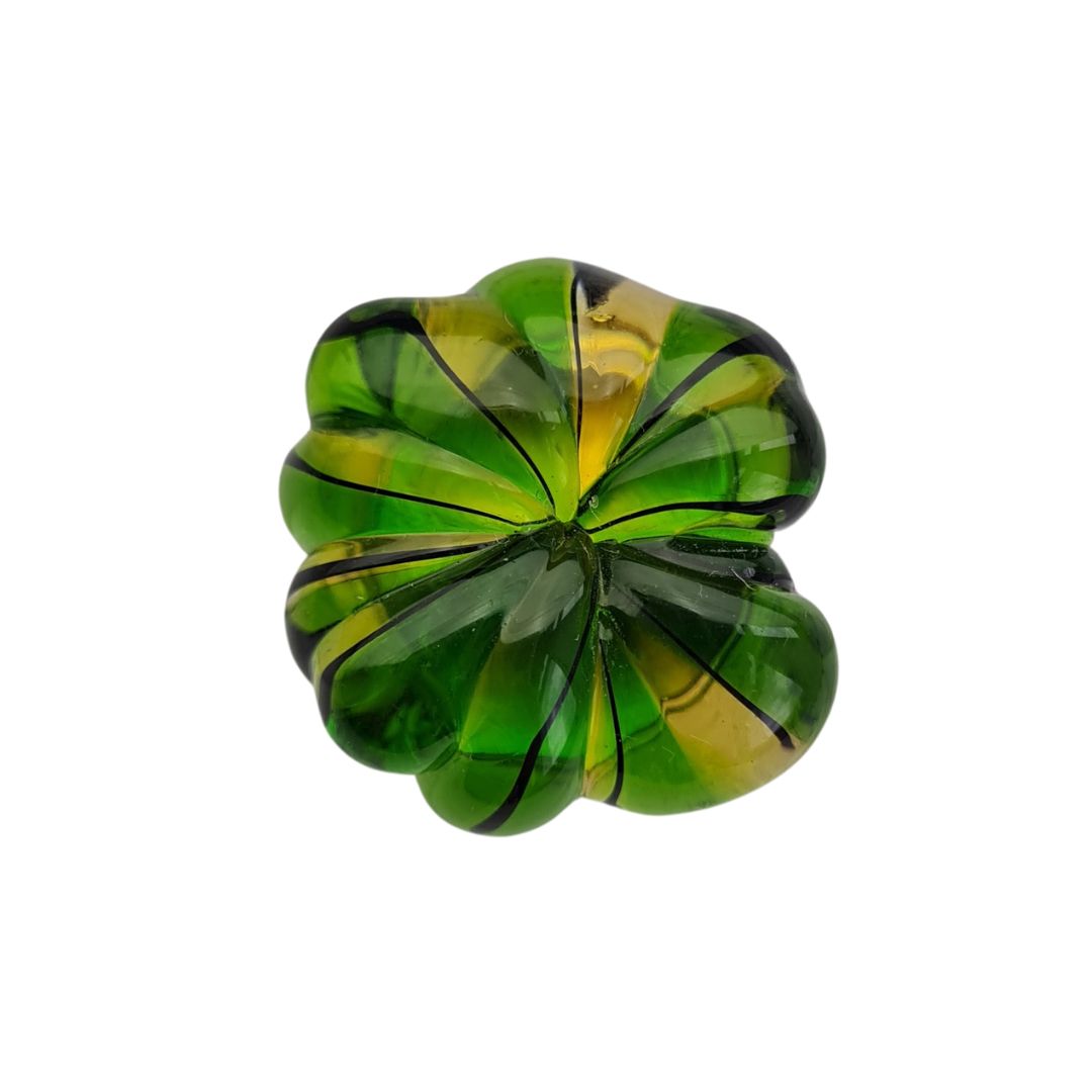 Green Murano glass ring - original meringue glass