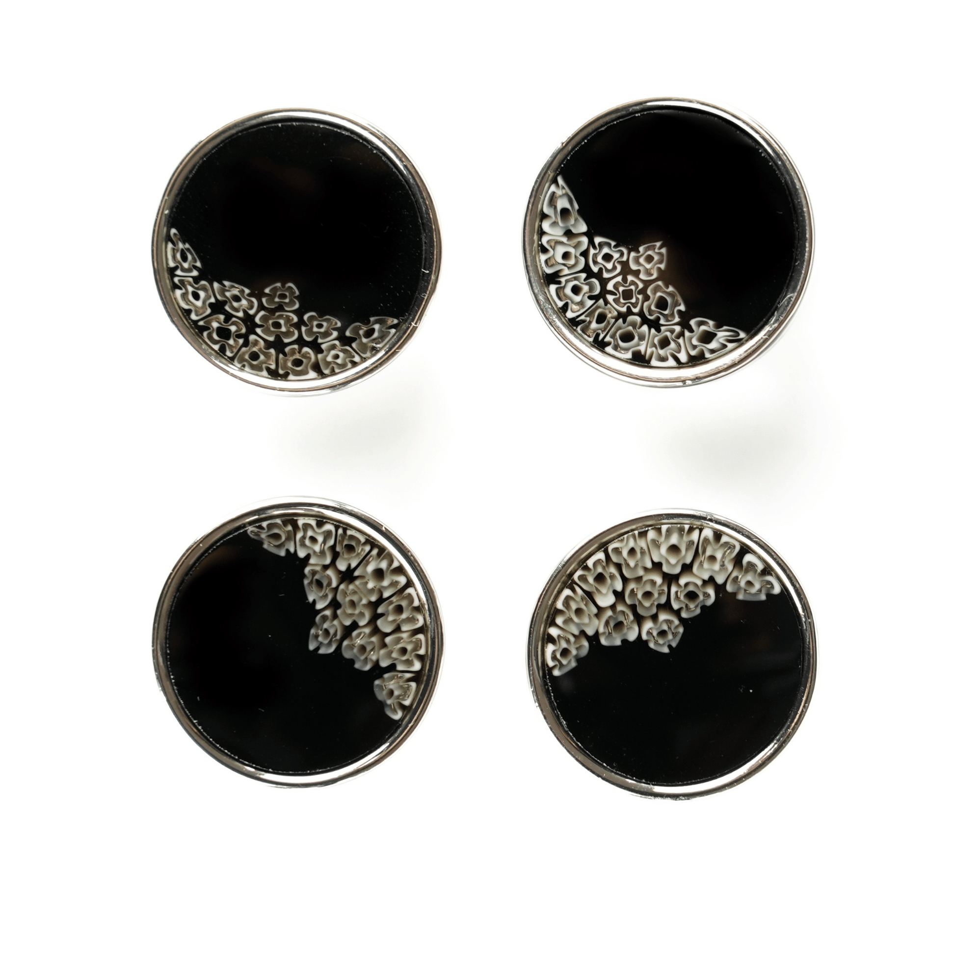 flowers black millefiori glass buttons