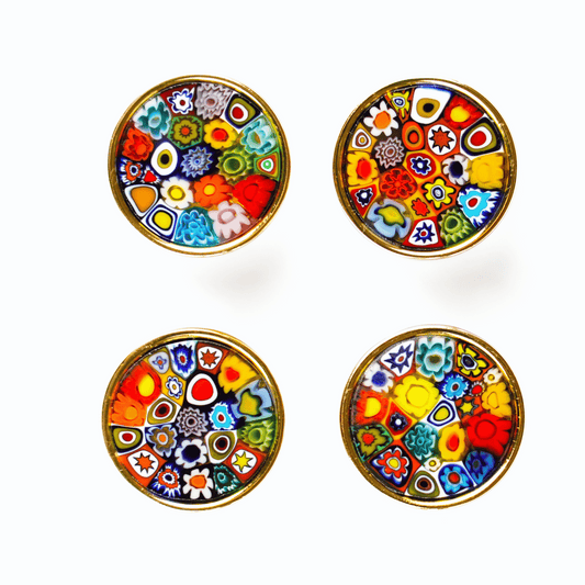 colorful millefiori glass flowers buttons