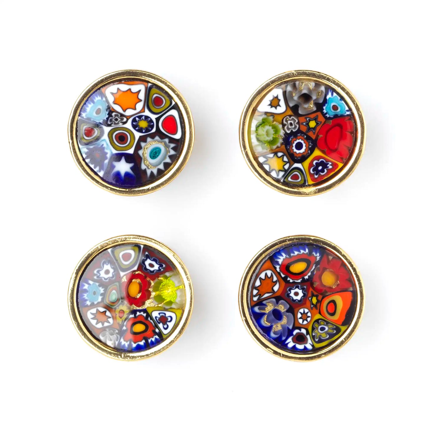 Small Murrina Glass Button - Full Millefiori Multicolour