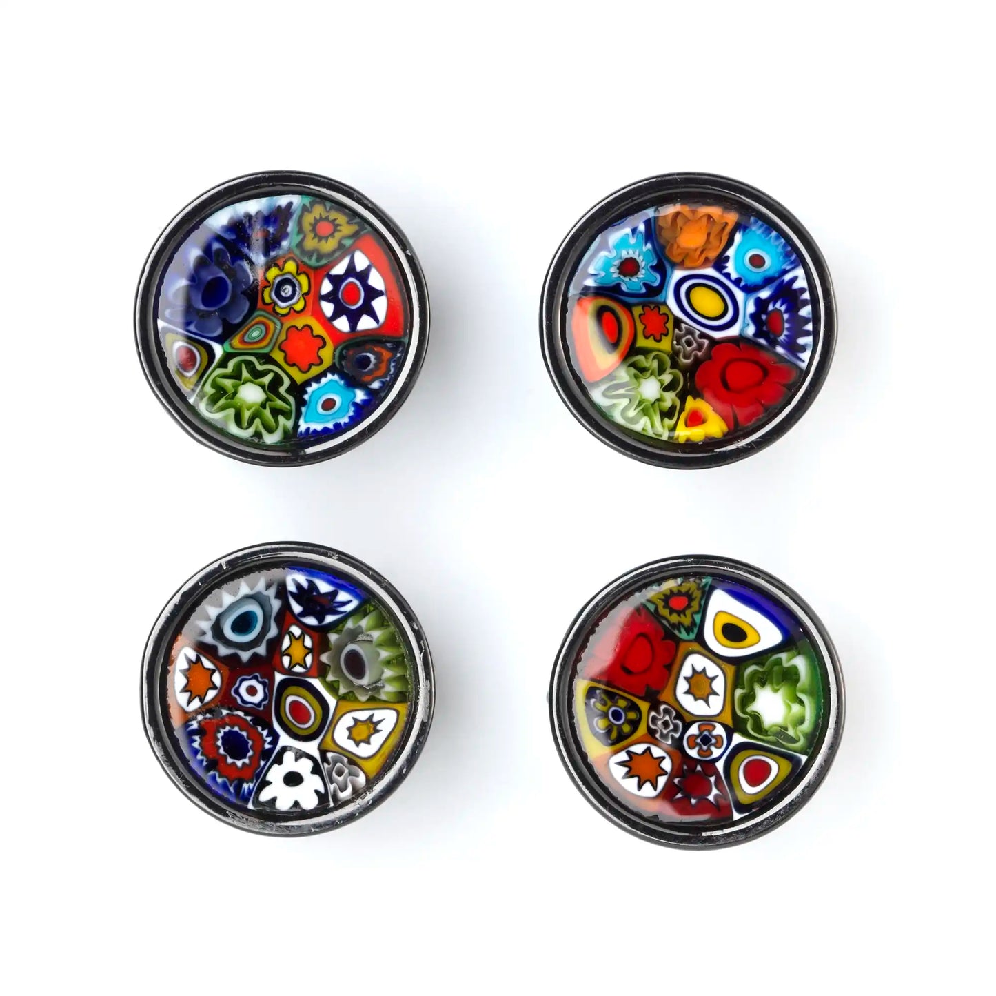 Small Murrina Glass Button - Full Millefiori Multicolour