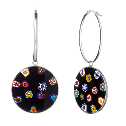 Millefiori Murrina Large Drop Earrings - Scattered Bouquet Paste