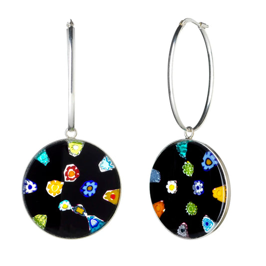 LOST BOUQUET Black -  Large Drop Earrings