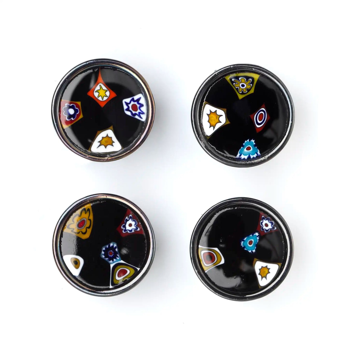 Small Millefiori Button - Murrina Black