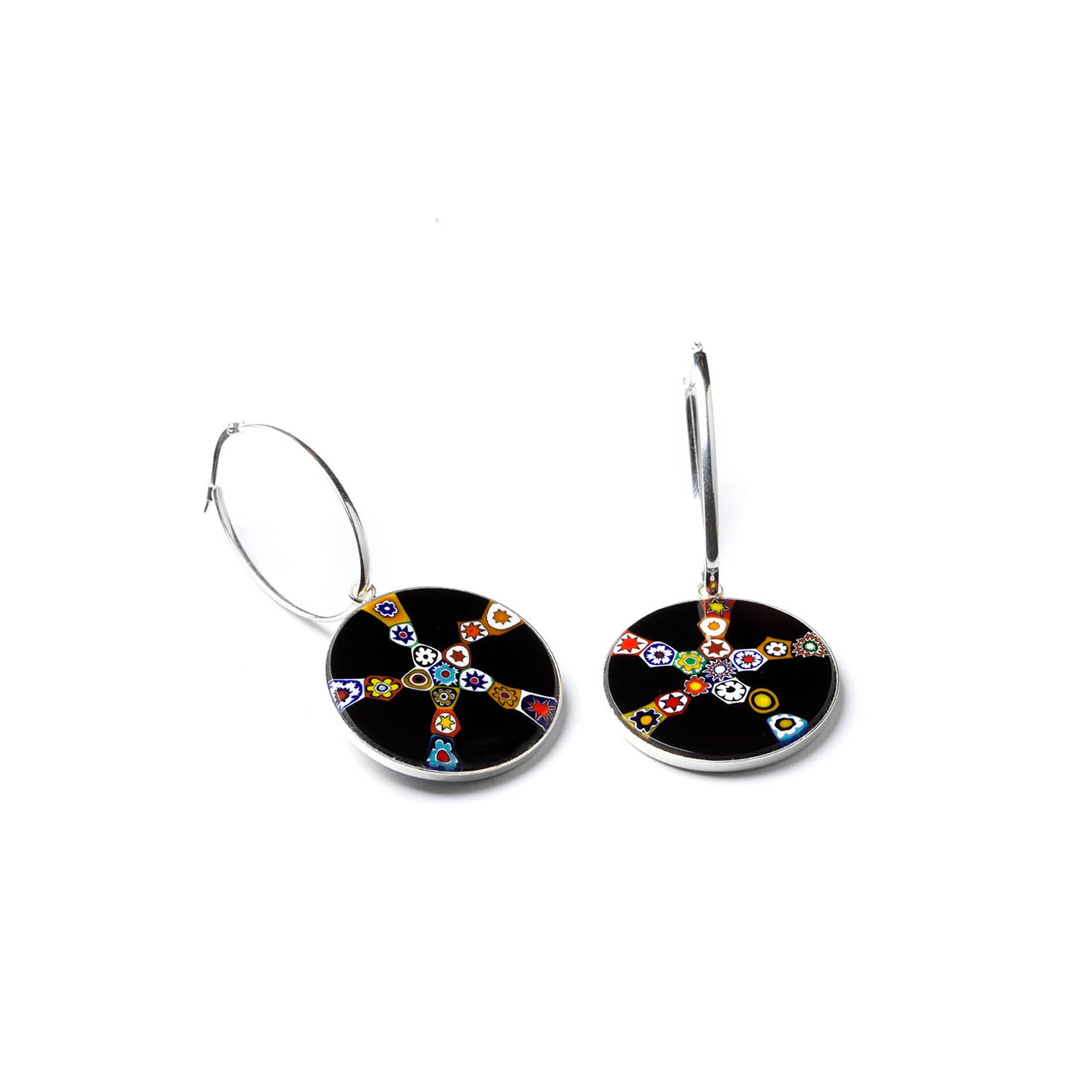 Millefiori Murrina Large Drop Earrings - Star Multicolour