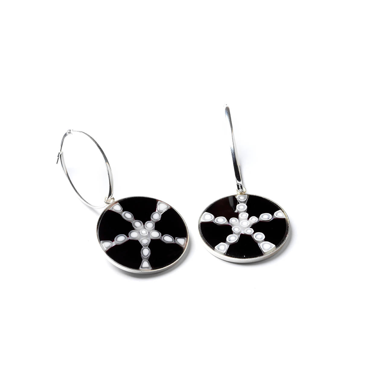 Millefiori Murrina Large Drop Earrings - Star White