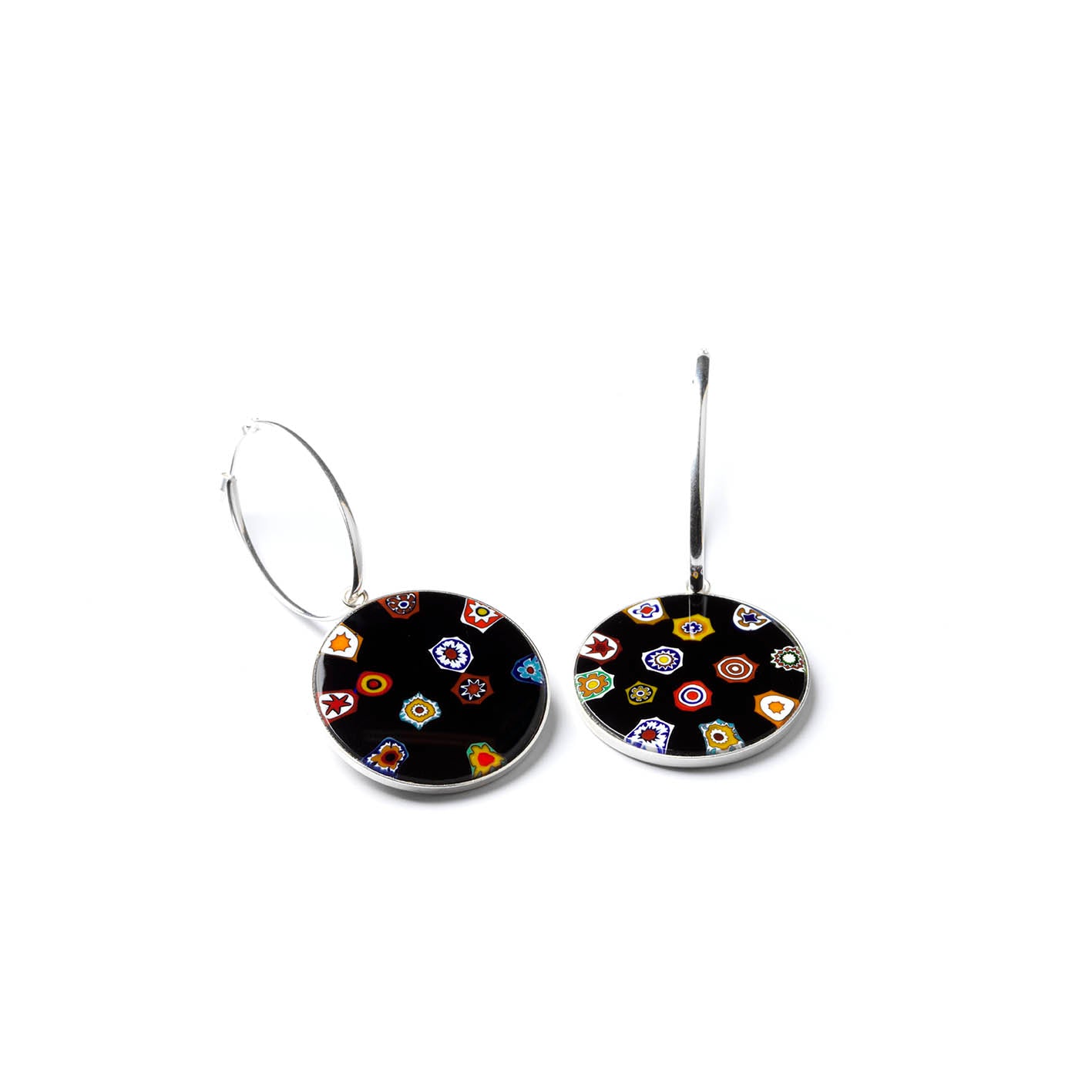 Millefiori Murrina Large Drop Earrings - Scattered Bouquet Paste