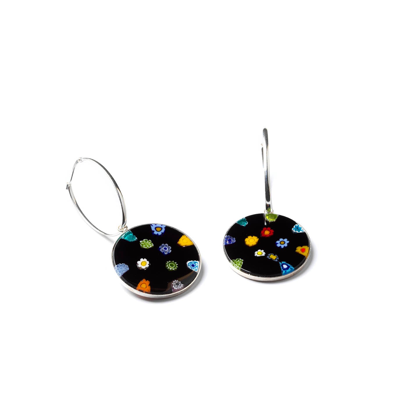 Millefiori Murrina Large Drop Earrings - Scattered Bouquet