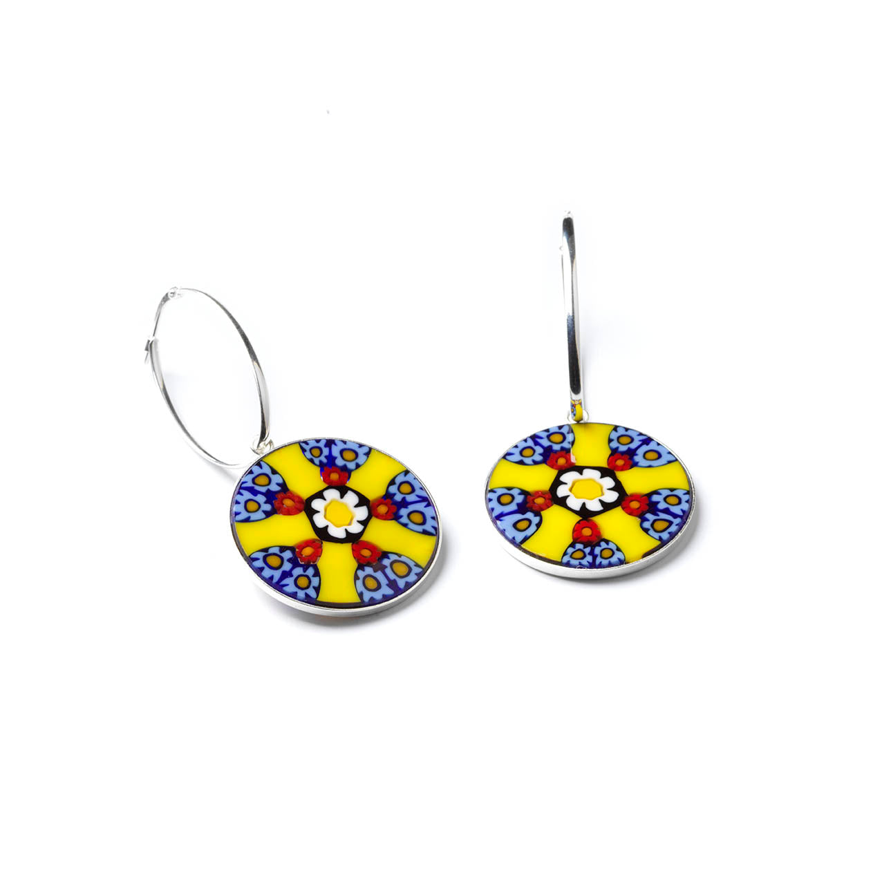 Millefiori Murrina Large Drop Earrings - Golden Star