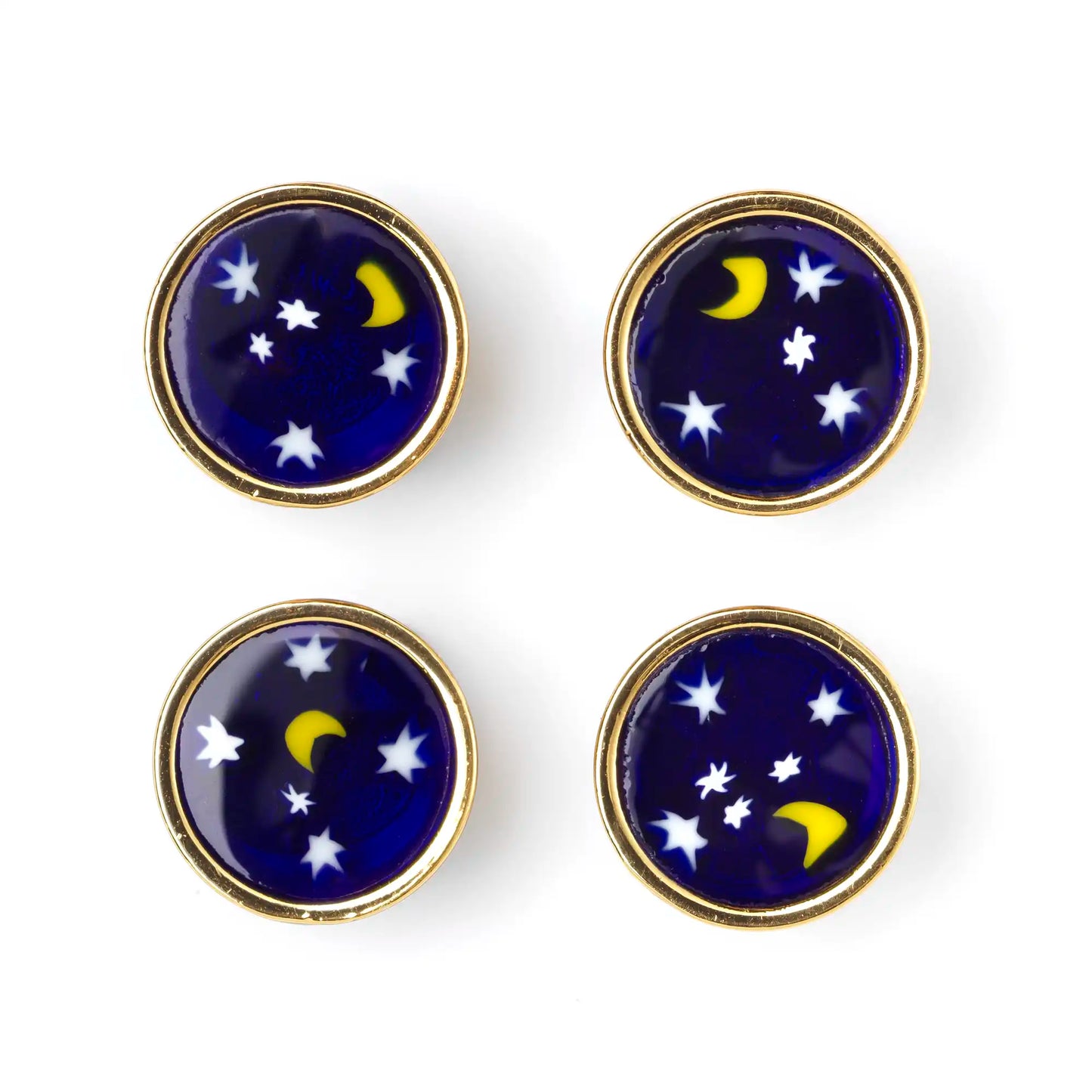Small Murrina Glass Button - Moonlight Navy