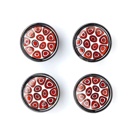 Small Murrina Glass Button - Geometries Red