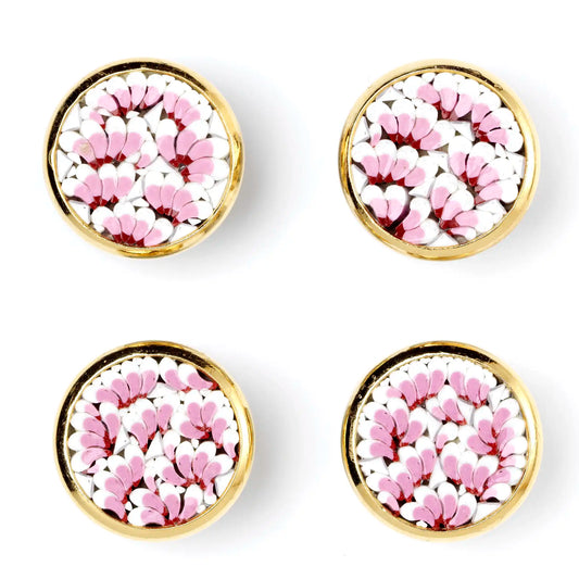 pink & white buttons in micromosaic 