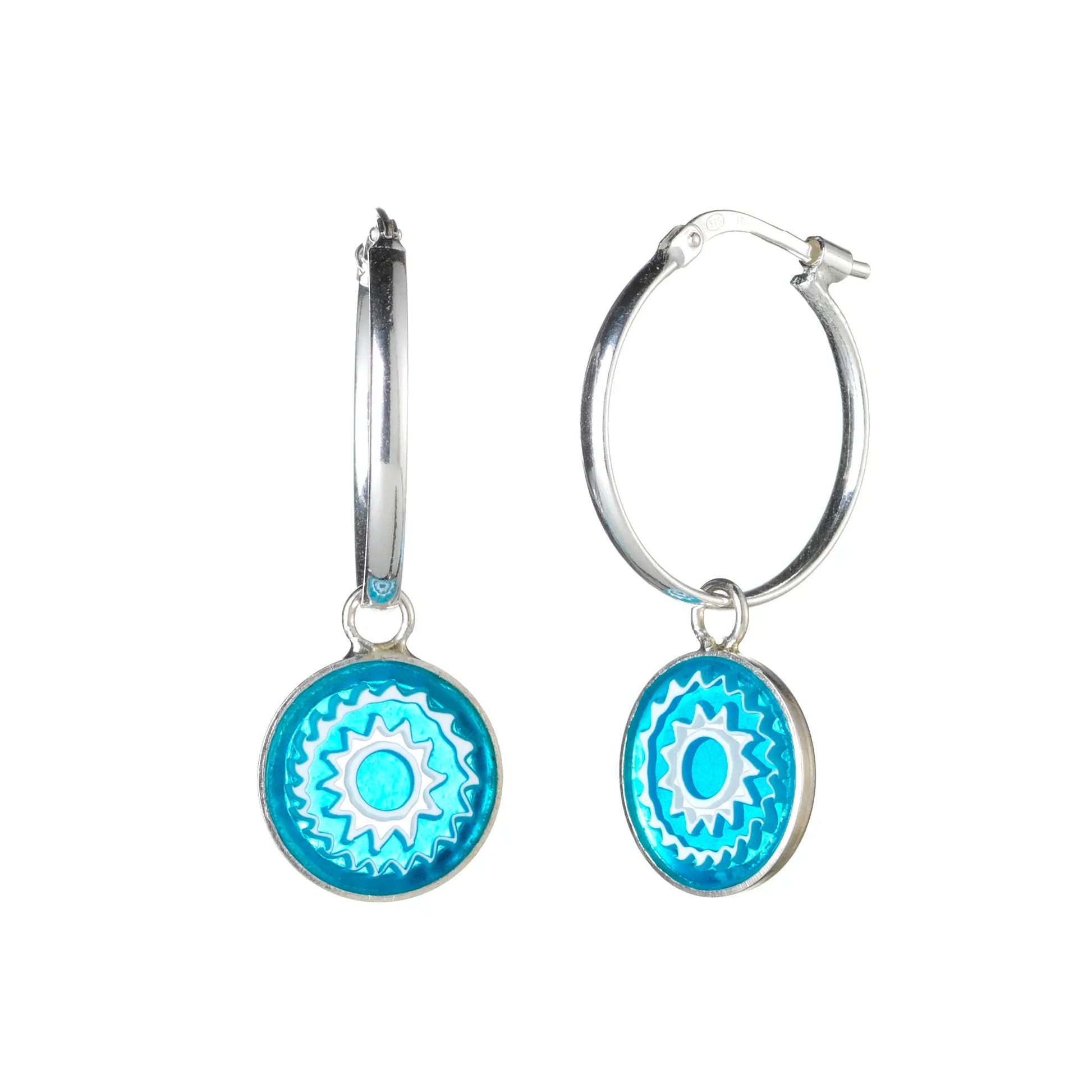 Millefiori earrings with Murano glass Turquoise